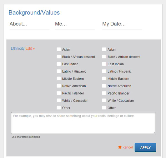 Match.com Racial Preferences Setting