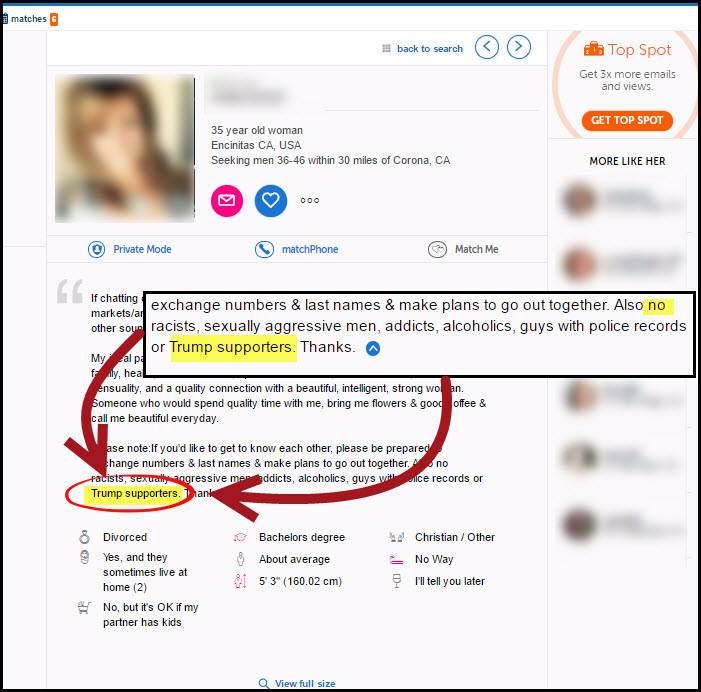 No Trump Dating Profile for Women