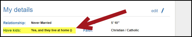 Where a guy should share he had kids on dating profile