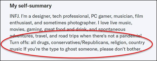 Don't share your turnoffs on OkCupid