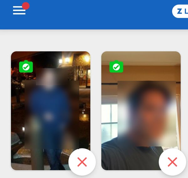 Zoosk places green badges on verified pictures.