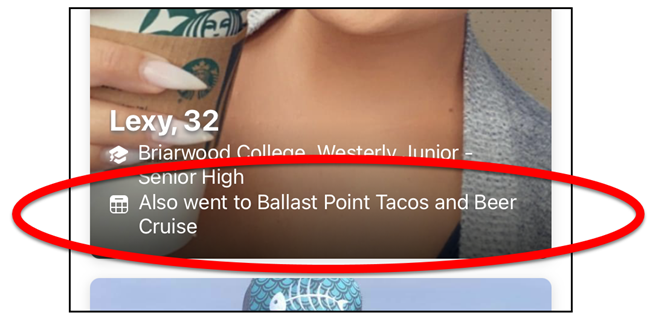 Facebook Dating shows women who attended the same events.