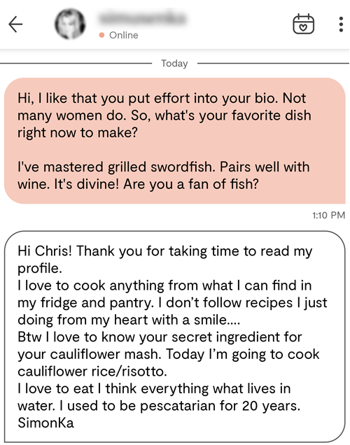 Complimenting a girl's effort in her bio is a great way to make a first impression on POF.